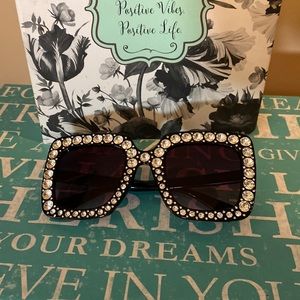 Black Oversized Bling Sunglasses